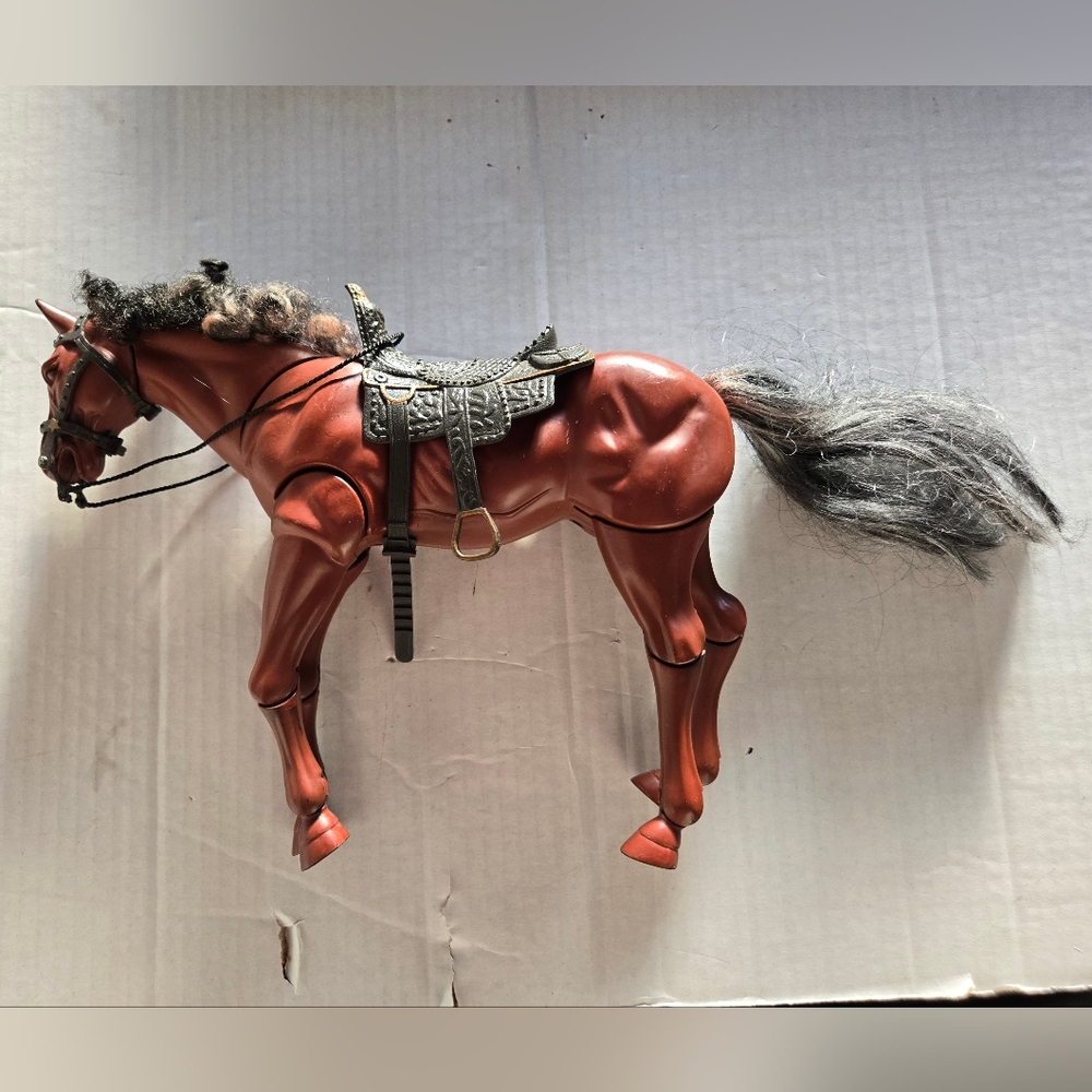 Vintage Kid Kore Police Horse 1998  Plastic Hinged Toy With Saddle & Bridle